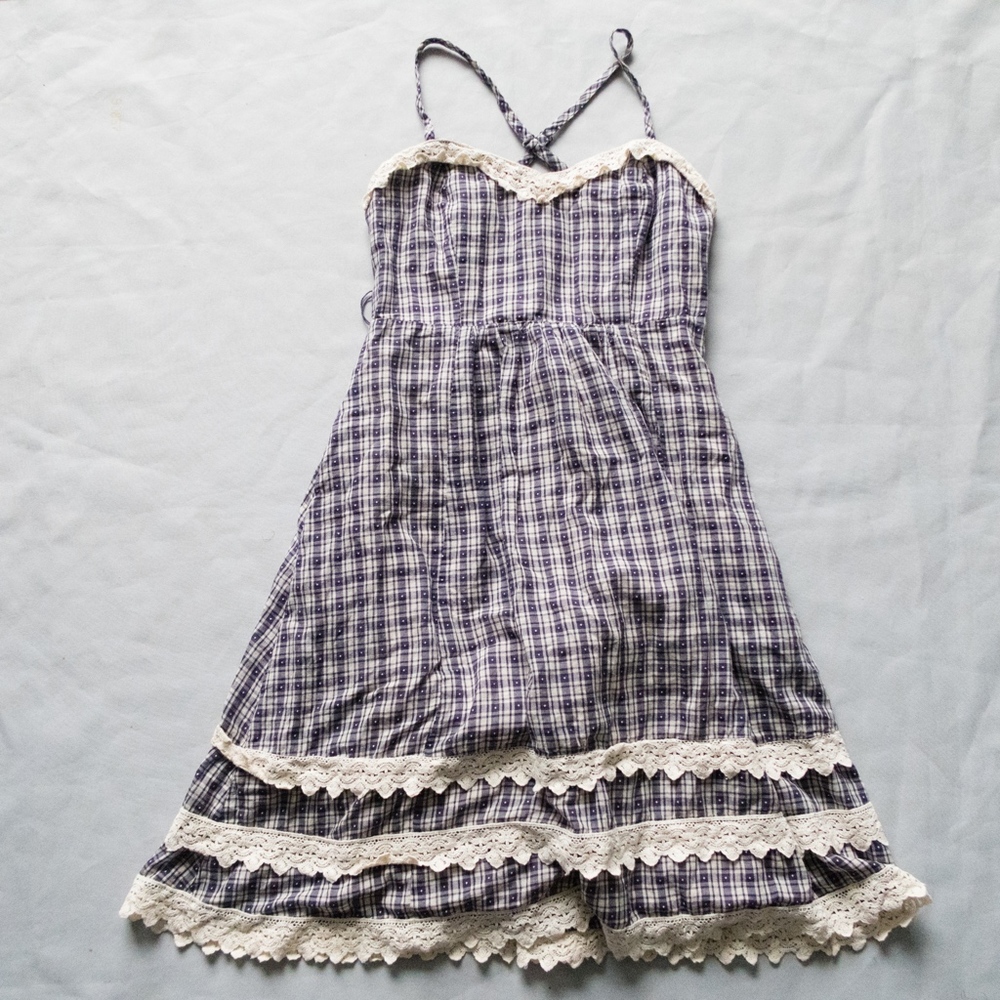 Moulinette Soeurs Anthro Sun Dress 4 Blue White